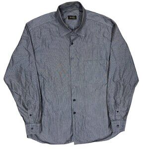 Mirto Dress Shirt Striped Blue/Yellow Made in Spain 100% Cotton 43 17 XL